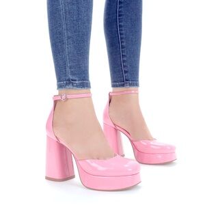 🎀EUC Sam & Libby Women's Regina Mary Jane Patent Pink Platform Heels || Size 8🎀